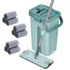 Microfiber Rengöring Mops Flat Squeeze Magic Automatisk Hem Kök Golv Renare Hand Free Mop med hink