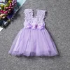 Hollowing Suspender Girl Dress Summer Solid Colour Garza Flower Pattern Cute Baby Abbigliamento per bambini Abiti estivi per ragazze 22xc L2