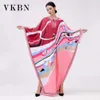 VKBN Summer Dress Women Casual Red Printing Batwing Sleeves O-Neck Plus Size Women Party Maxi Dresses High Quality 210507