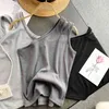 Chic Tricoté Débardeur Solide Une Épaule Sans Manches D'été T-shirts Tops Slim Tight Fit Stretch Casual Lady Tee 210603