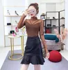 Sexy Mesh Transparent Turtleneck Pullover Tshirt Fake 2 Pieces Spring Autumn Women Long Sleeve Bottoming Shirt Clothes T92703 210421