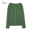 Square Collar Women Green Blouse Shirt Female Elegant Spring Autumn Sexy Long Sleeve Tops Ladies Casual Blouses C-048 210522