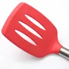 Silicone Stainless Steel Spatula Slotted Silicone Spatula Not Sticky Pot Heat Resistant Shovel Cooking Utensils Hollow Handle GGE2087