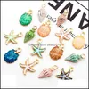 イベントお祝いのパーティーサプライズホームガーデンパーティデコレーション15pcs seashell hatrfishペンダントdiyクラフトジュエリービーチウェディングマーメイドベビーショー