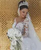 Coiffes De Luxe Couronne De Mariée Accessoires De Cheveux De Mariage Blanc Ivoire Long Cristal Perlé Bling Église Magnifique Designer Style Arabie Dubaï