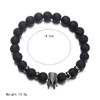 Black White Stone Crown Bracelets For Women Men Volcanic Couple Beads Cheap Bracelet Jewelry Custom