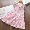 New Sweety Abbigliamento per bambini Girocollo SleevelLunghezza al ginocchio Gonna in cotone Vestito 2021 Pullover Stampato Casual Chao Fan TZ0065 X0803