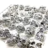 30pcs skull rings men punk rock silver metal women bikers skeleton rings vintage jewelry gifts patry whole lots bulk brand new242c