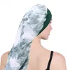 Tie Dye Print Turban Hats For Women Female Sleep Hair Hat Long Cylindrical Beanie Caps Muslim India Headwear Make up Tool