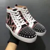 Ny lyx Casual Spikes Skor Studded Fashion Red Suede Läder Mens Sneaker Kvinnor Plattbottnar Sko Party Lovers Toppkvalitetstorlek 36-45 US13 US14 med låda