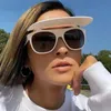 Unique Hat Flip Sunglasses For Women One Piece Square White Black Sun Glasses Men Clamshell Shades Eyewear Big2993408