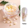 Vijf bloem bloemblaadjes kleur veranderde nagelstickers 3D-witte bloemen gemengde kralen Gem bal bedels nagels stickers