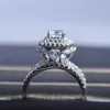 Moda principessa di lusso 3 strati zirconi diamanti pietre preziose anelli per le donne oro bianco gioielli color argento bijoux regali bague