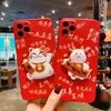 Lambskin three dimensional doll Fortune Cat phone cases for iphone 11 12 pro max xr xs x 7 8 plus