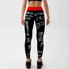 Qickitout Leggings da allenamento elastici a vita alta da donna Slim Fitness Fashion Letter Print per palestra Sport Running Europe Size 211204