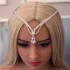 Rhinestone Bridal Hair Chain Pannhead Headpiece Hängsmycke Kristall Bröllop Huvud Smycken För Tjejer Kvinnor Tillbehör Clips Barrettes