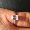 Anello di fidanzamento solitario in argento sterling con smeraldo VVS da 1 ct, 5x7 mm, G VVS, colore bianco (dicci dopo il pagamento) 211217