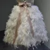 Mulher sexy vestidos mulheres com pena strapless mini costume feitos cetim tecido de festa de festa de lótus folheia slim sereia varredura vestido