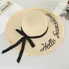 Chapeau à bord large de paille Summer Big Broideery Protection solaire A réglable Flopppy Pliable Beach Hats For Women 20214395394