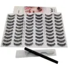 30 par 3D Fuax Mink rzęsy Fałszywe rzęsy z pęcherzem i płynnym eyeliner samoprzylepnym piórem dla Eye Lash 3styles / Set Natrual Long Bitchies Eyelash