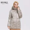 Miegofce Höst Vinterstil Damjacka Mellanlängd Lös polyester Bomull Kvinnor Coat Parkas D21615 211008