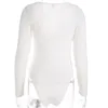 Ромпер женщины комбинезон искусственной шерсти теплые бархатные боди сексуальные кнопки сплошные с длинным рукавом белый боди тела весной 210517