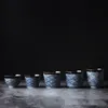 Keramisk koppvågsmönster Mugunder glaserad målade skål Traditionell vintage kopp handgjord 80 och 200 ml
