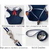 Navy Sailor Style Dog Collar Leashes Soft Mesh Cloth Ventilation Pup Cat Puppy Djur Harness Vest och Leash Set Dogs Harnesses för Small Dogg No Pull Comfort Fit Blue B11