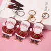 Party Supplies Christmas Fur Ball Keychain Environmentally Friendly Leather Santa Claus Plush Bag Keychains Gift Wholesale