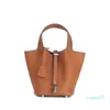 Designers väskor kvinnor lyxiga dam vegetabilisk korg väska äkta läder axel hink hand bär tote handväska lås purse330n