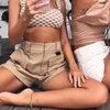 Women's Chic High Streetwear Waist Cargo Shorts with Belt.Safari Style Ladies Multi-pocket Short Pants