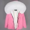 Felpa con cappuccio in pelliccia di volpe 8 colori pellicce Mukla parka da donna fodera in pelliccia di coniglio bianco mini giacche nere cappuccio con cerniera ykk Tasche frontali con patta con bottoni automatici nascosti