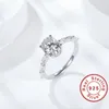 Wedding Rings Glittering Natural Moissanite Gemstone Classic Simple Type 6 Ring For Girl 925 Sterling Silver Fine Jewelry322d