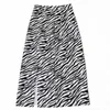 Юбки с высокой талией сексуальная зебра полосатая боковая сплита Midi Long Skirt Mash