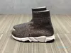 Paris raça mulheres corredor masculino slip-on meias sapatos designers respirável preto vermelho branco azul rosa azul marrom plataforma casual botas alto top não-sl