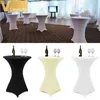 5PCS 80cm Vit / svart / elfenben cocktail bordsskydd Lycra spandex stretch bordduk för bar bistro bröllop fest evenemang dekoration tyg