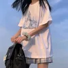 Yedinas Vatten T-shirt Kvinnor Sommar O Neck Tshirts Koreanska estetiska bomullstavare harajuku Oversized Streetwear Topp 210527