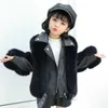 Dziewczyny Faux Fur Kurtka Moda Skórzana Płaszcz Długie Rękawy Jesień Zima Sztuczne Futro Dzieci Dziewczyny Ubrania TZ356 H0909