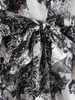 HSA 여자 여름 의류 검은 인쇄 캐주얼 페인팅 드레스 새시 경사 헴 그림 스타일 독특한 캐주얼 로브 femme 210716
