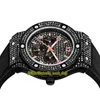 MISSFOX eternity V314 Hip hop Moda Uomo Orologi CZ Diamante intarsiato Quadrante dorato Movimento al quarzo Orologio da uomo Diamanti ghiacciati Lunetta Cassa in lega Bracciale in caucciù nero