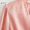 Zevity Mujeres Vintage Sexy Profundo V Cuello Hebillas Decoración Slim Mini Vestido Damas Linterna Manga Vestido Chic Retro Vestidos DS4318 210603
