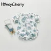 夏のベビーボディスーツパラグラフの女性乳児かわいいボディスーツ半袖印刷ガール服210702