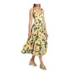 Zomer strand vijgen floral jurk vrouwen spaghetti riem backless bloem print sundress vrouwelijke sexy ruches mouwloze jurken 210421