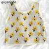 Sweet Flower Women Knitted Vest Sleeveless Chic Kawaii Japan Style Bandage Lace Up Tanks Camis Spring Outwear 210601