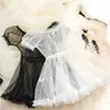 Sexy Lingerie Bunny Cosplay Nightdress Women Transparent Lace Set Black White Lovely Erotic Princess Sleepwear Lolita Dresses 210924