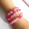 Link Chain 10mm Pink Chalcedony Agate Bracelet For Women Natural Stone Transfer Luck Energy Beads Bracelets Fawn22