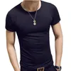 mens Tees summer t-shirts clothing solid color men's T-shirt short sleeve V-neck Tight fitting Polos wholesale