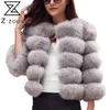 Kobiety Faux Futro Coat Nine Rękaw Imitacja Włosów Fałszywy Moda Kurtka Zimowa Czarne Krótkie płaszcze 4XL 210513