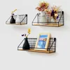 Wall Mounted Iron Floating Shelves Wood Storage Shelf Display Rack Organization for Living Room Bedroom Wall Decoration Holder 210705