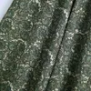Mulheres Vintage Totem Floral Impressão Verde Midi Saia Faldas Mujer Feminino Chique Elástico Cintura Party Vestido Marca Saias 210520